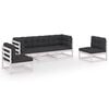 vidaXL 5 pcs conjunto lounge de jardim c/ almofad&otilde;es pinho maci&ccedil;o