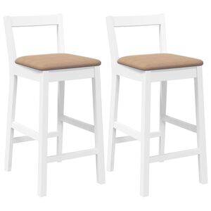vidaXL Bancos de bar com almofad&otilde;es 2pcs madeira de seringueira maci&ccedil;a