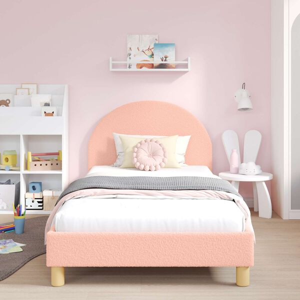 vidaXL Estrutura de Cama Infantil com Cabeceira Rosa 90 x 200 cm