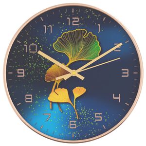 vidaXL Rel&oacute;gio de parede &Oslash;29,5 cm poliestireno e vidro dourado e azul