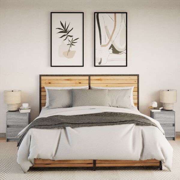 vidaXL Mesas cabeceira c/ LEDs 2 pcs derivados madeira cinza sonoma