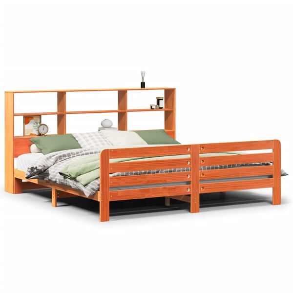 vidaXL Cama sem colch&atilde;o 180x200 cm pinho maci&ccedil;o castanho-mel