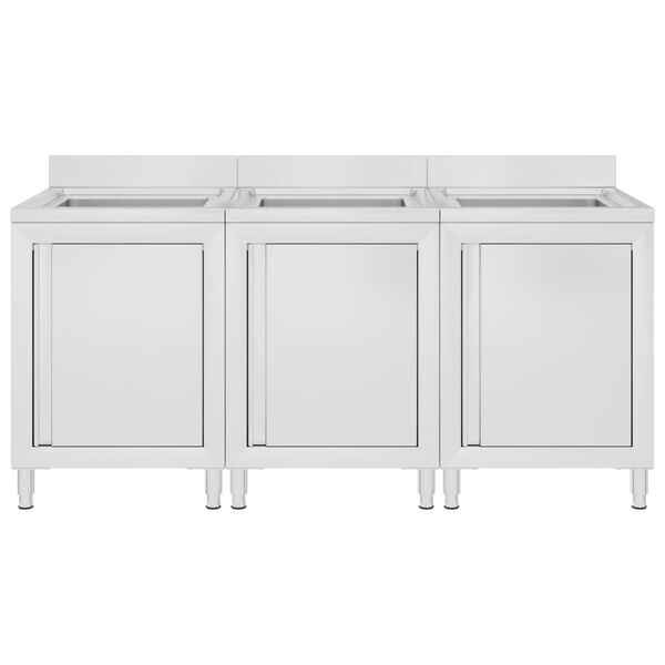 vidaXL Arm&aacute;rios c/ lava-lou&ccedil;a cozinha comercial 3 pcs a&ccedil;o inoxid&aacute;vel