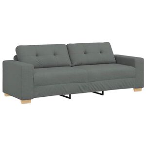 vidaXL Sof&aacute; de 3 lugares, cinza escuro, 220x78x80 cm, em tecido