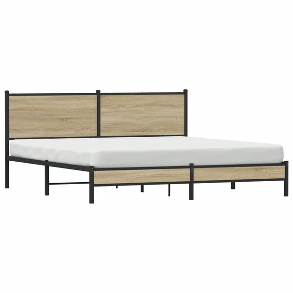 vidaXL Estrutura de cama sem colch&atilde;o 180x200cm metal carvalho sonoma
