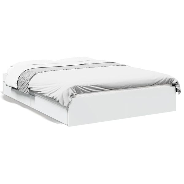 vidaXL Estrutura cama c/ gavetas 120x190cm derivados de madeira branco