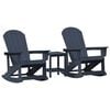 vidaXL Conjunto de Lounge de Jardim 3 unid. Azul Marinho HDPE