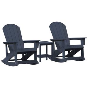 vidaXL Conjunto de Lounge de Jardim 3 unid. Azul Marinho HDPE