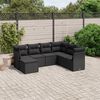 vidaXL 7 pcs conjunto de sof&aacute;s p/ jardim c/ almofad&otilde;es vime PE preto