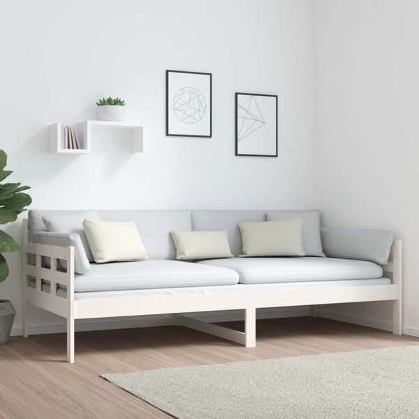vidaXL Sofá-cama 90x200 cm madeira de pinho maciça branco