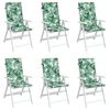 vidaXL Almofad&otilde;es cadeira de encosto alto 6 pcs tecido folhas