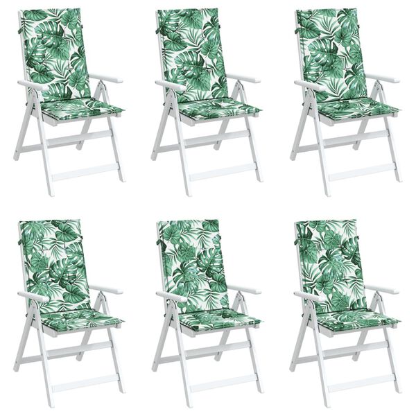 vidaXL Almofad&otilde;es cadeira de encosto alto 6 pcs tecido folhas