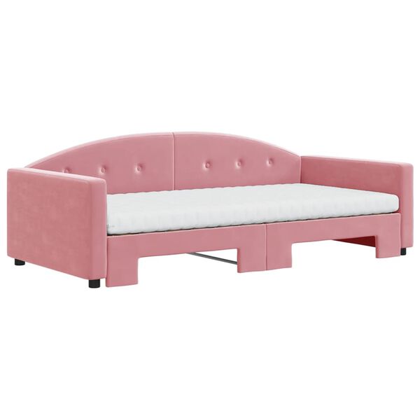 vidaXL Sof&aacute;-cama com gavet&atilde;o e colch&otilde;es 100x200 cm veludo rosa
