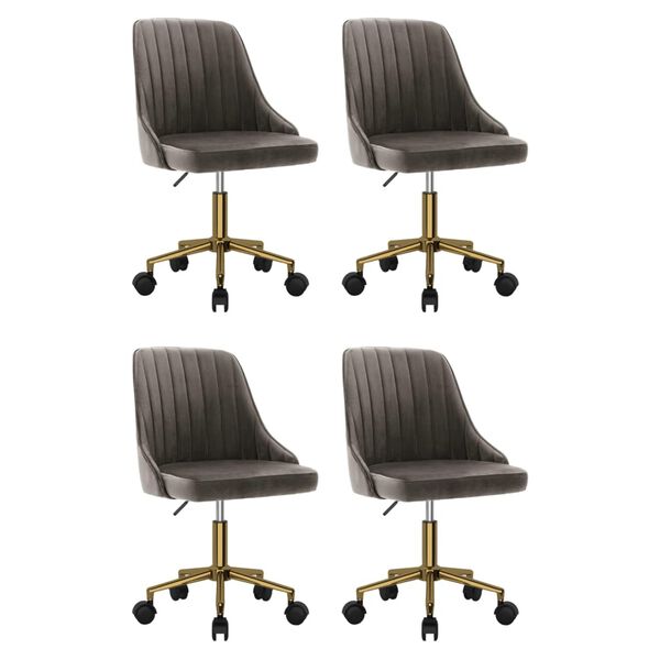 vidaXL Cadeiras de jantar girat&oacute;rias 4 pcs veludo cinzento-escuro