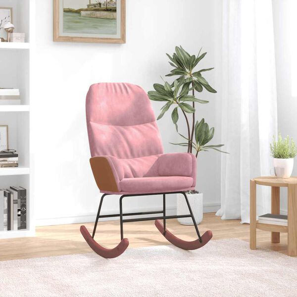 vidaXL Cadeira de baloi&ccedil;o veludo rosa
