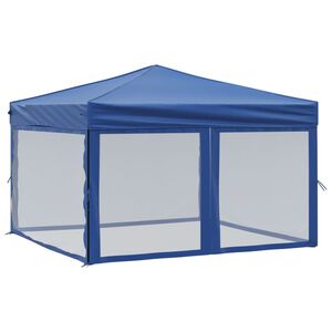 vidaXL Tenda para festas dobr&aacute;vel com paredes laterais 3x3 m azul