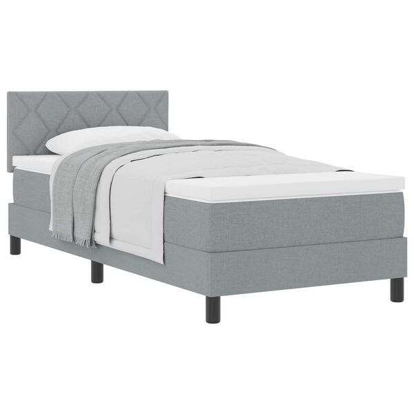 vidaXL Cama Box com colch&atilde;o Cinzento-claro 90 x 190 cm tecido