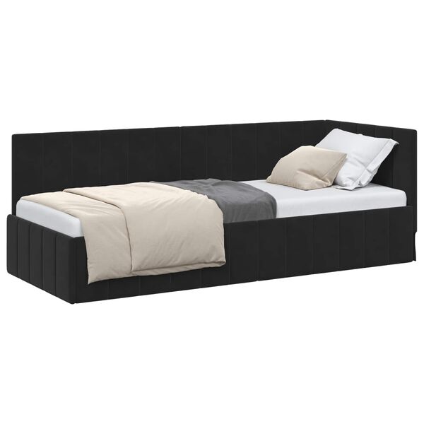 vidaXL Estrutura de Cama de Canto Preto 80 cm x 200 cm Veludo