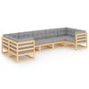 vidaXL 7 pcs conjunto lounge de jardim c/ almofad&otilde;es pinho maci&ccedil;o