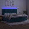 vidaXL Cama box spring c/ colch&atilde;o/LED 200x200 cm veludo azul-escuro