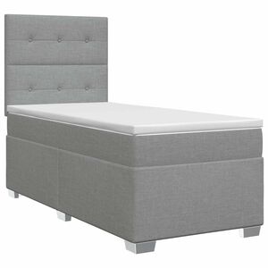 vidaXL Cama box spring com colch&atilde;o Cinzento-claro 80 x 200 cm Tecido