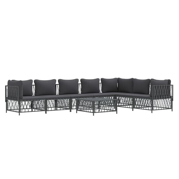 vidaXL 8 pcs conjunto lounge de jardim com almofadões aço antracite