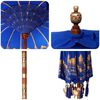 vidaXL Parasol Balinês 260 Azul 180-190 cm Algodão e madeira sólida