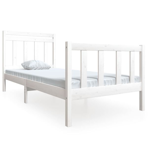 vidaXL Estrutura de cama 100x200 cm madeira maciça branco