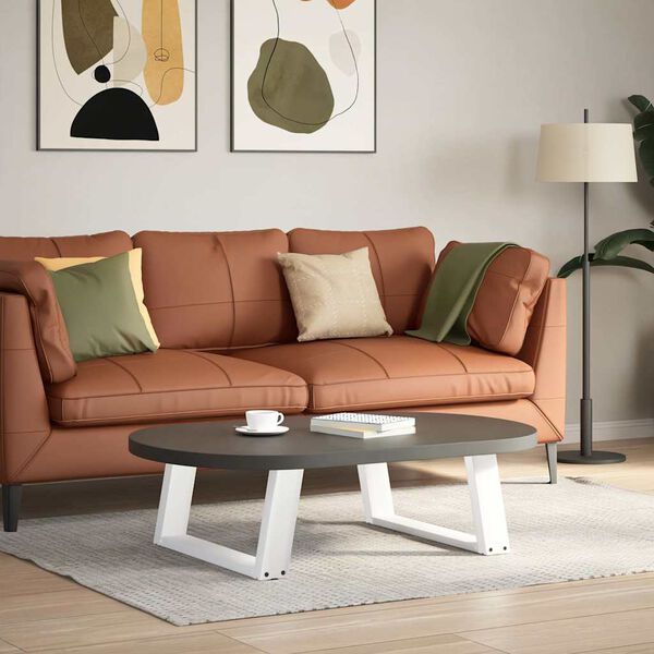 vidaXL P&eacute;s para mesa de centro em formato de U, 2 pe&ccedil;as, branco, 60x(30-31) cm, a&ccedil;o