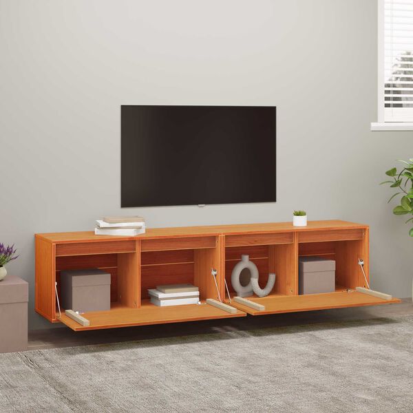 vidaXL Arm&aacute;rio de Parede com porta 2 pcs Marrom Cera 80 x 30 x 35 cm