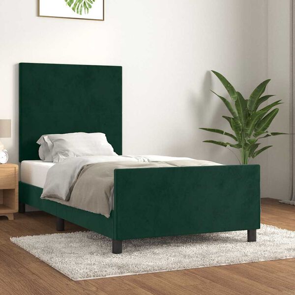 vidaXL Estrutura de cama sem colch&atilde;o 80x200 cm veludo verde-escuro