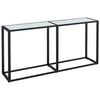 vidaXL Mesa consola m&aacute;rmore branco 160x35x75,5 cm vidro temperado