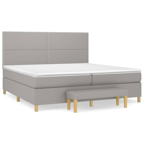 vidaXL Cama com molas/colch&atilde;o 200x200 cm tecido cinza-claro