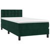 vidaXL Cama com molas/colch&atilde;o 90x200 cm veludo verde-escuro
