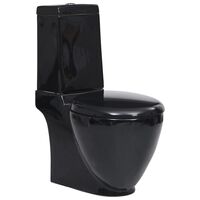 vidaXL Sanita WC redonda cerâmica c/ descarga água inferior preto