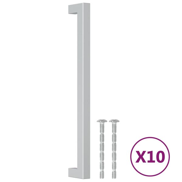 vidaXL Puxadores para m&oacute;veis 10 pcs 224 mm a&ccedil;o inoxid&aacute;vel prateado