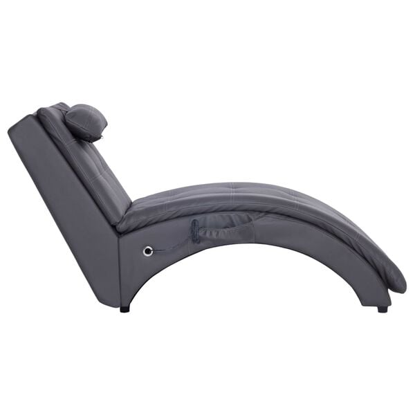 vidaXL Chaise longue de massagem c/ almofada couro artificial cinzento