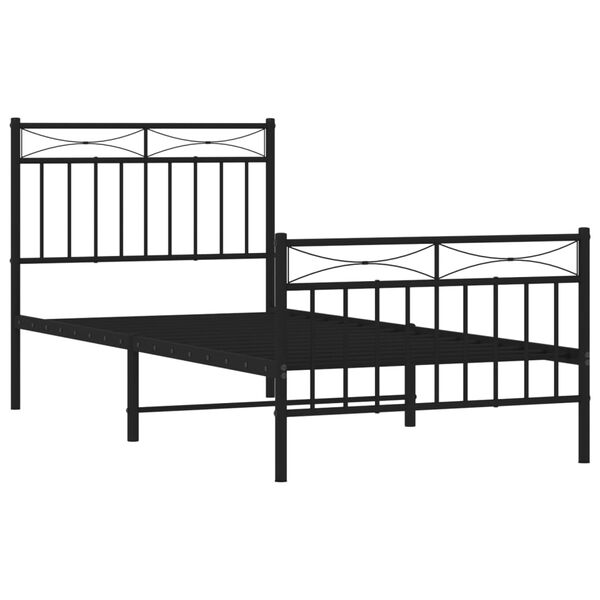 vidaXL Estrutura de cama com cabeceira e p&eacute;s 90x190 cm metal preto