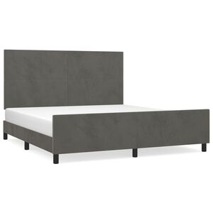 vidaXL Estrutura de cama sem colch&atilde;o 160x200 cm veludo cinzento-escuro