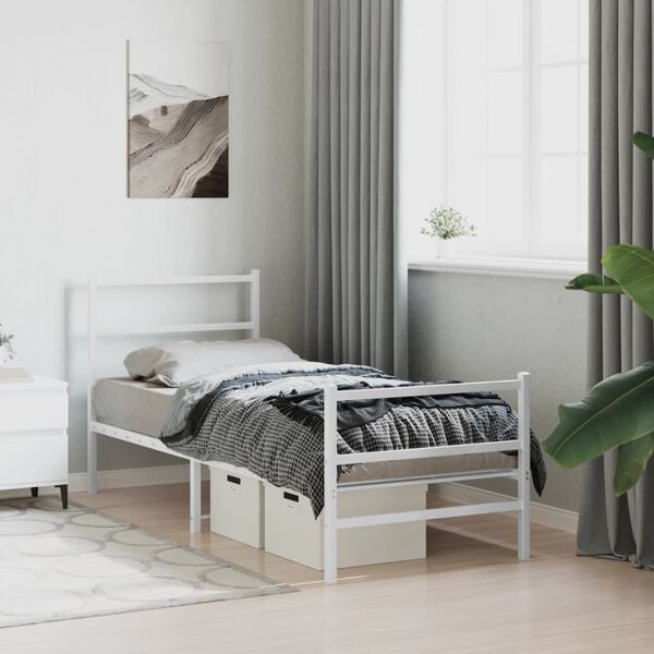 vidaXL Estrutura de cama com cabeceira e pés 80x200 cm metal branco