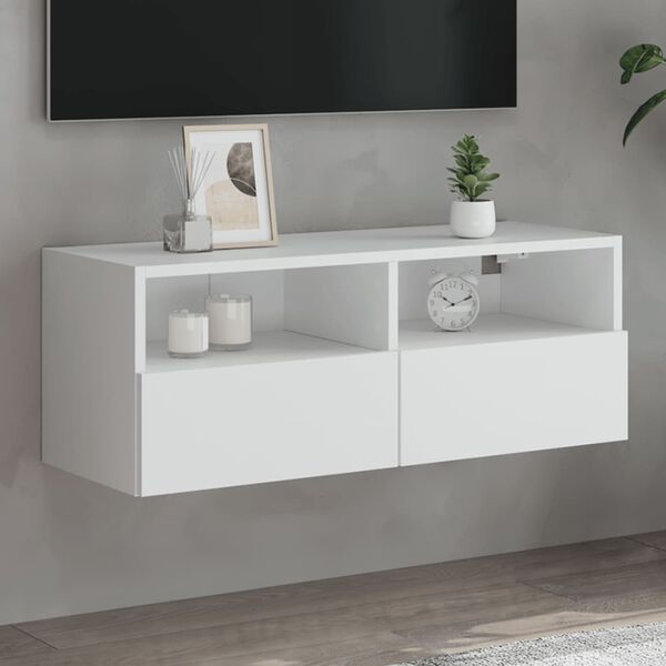 vidaXL Móvel de parede p/ TV 80x30x30 cm derivados de madeira branco