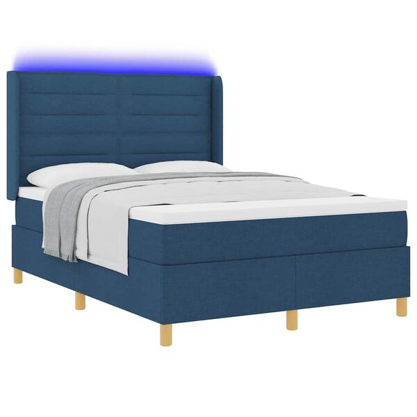 vidaXL Cama Box com colch&atilde;o Azul 160 x 200 cm tecido