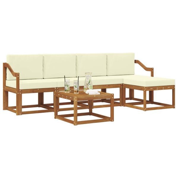 vidaXL Conjunto de Sof&aacute;s para Exterior 6 pcs Natural e Creme