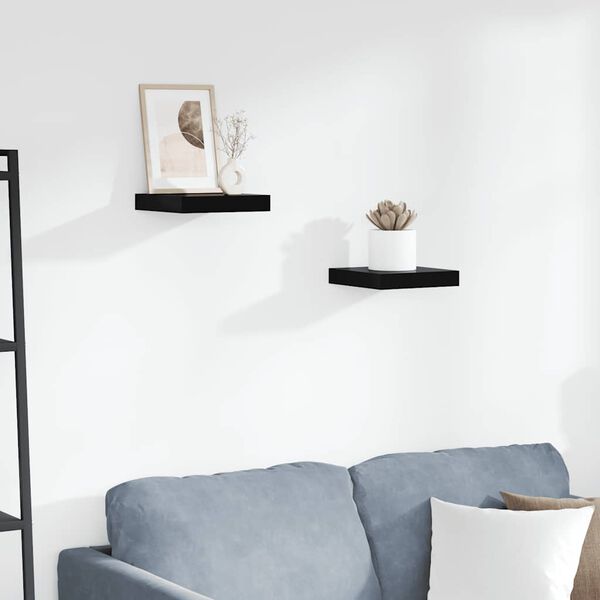vidaXL Prateleiras de parede suspensas 2 pcs 23x23,5x3,8cm MDF preto