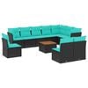 vidaXL 11 pcs conjunto sof&aacute;s de jardim c/ almofad&otilde;es vime PE preto