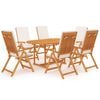 vidaXL 7 pcs conjunto de jantar p/ jardim c/ almofad&otilde;es teca maci&ccedil;a