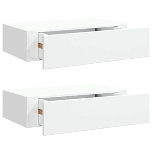 vidaXL Prateleiras de parede com gavetas 2pcs MDF 40x23,5x10 cm branco