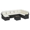 vidaXL Conjunto de Sofá de Jardim Manual 9 pcs Preto e Creme vime PE