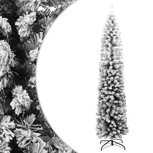 vidaXL &Aacute;rvore de Natal artificial fina com neve 180 cm PVC verde