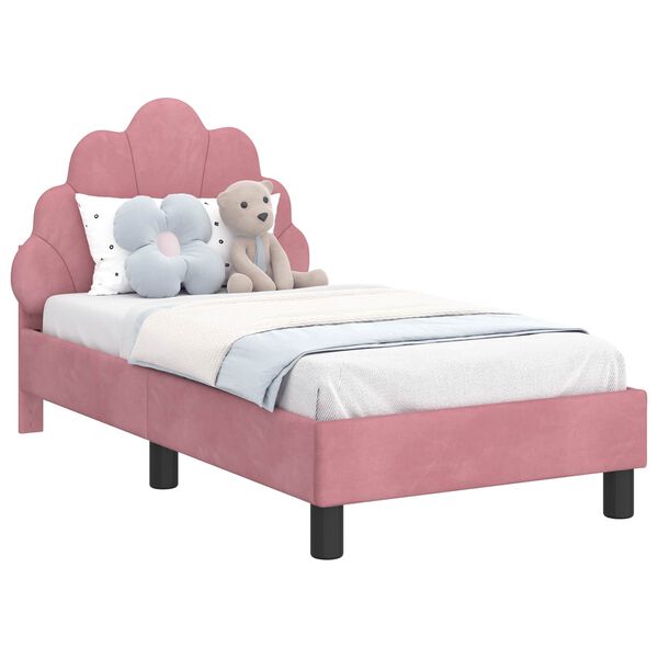 vidaXL Estrutura de Cama para Crian&ccedil;a com Cabeceira Rosa 70 x 140 cm